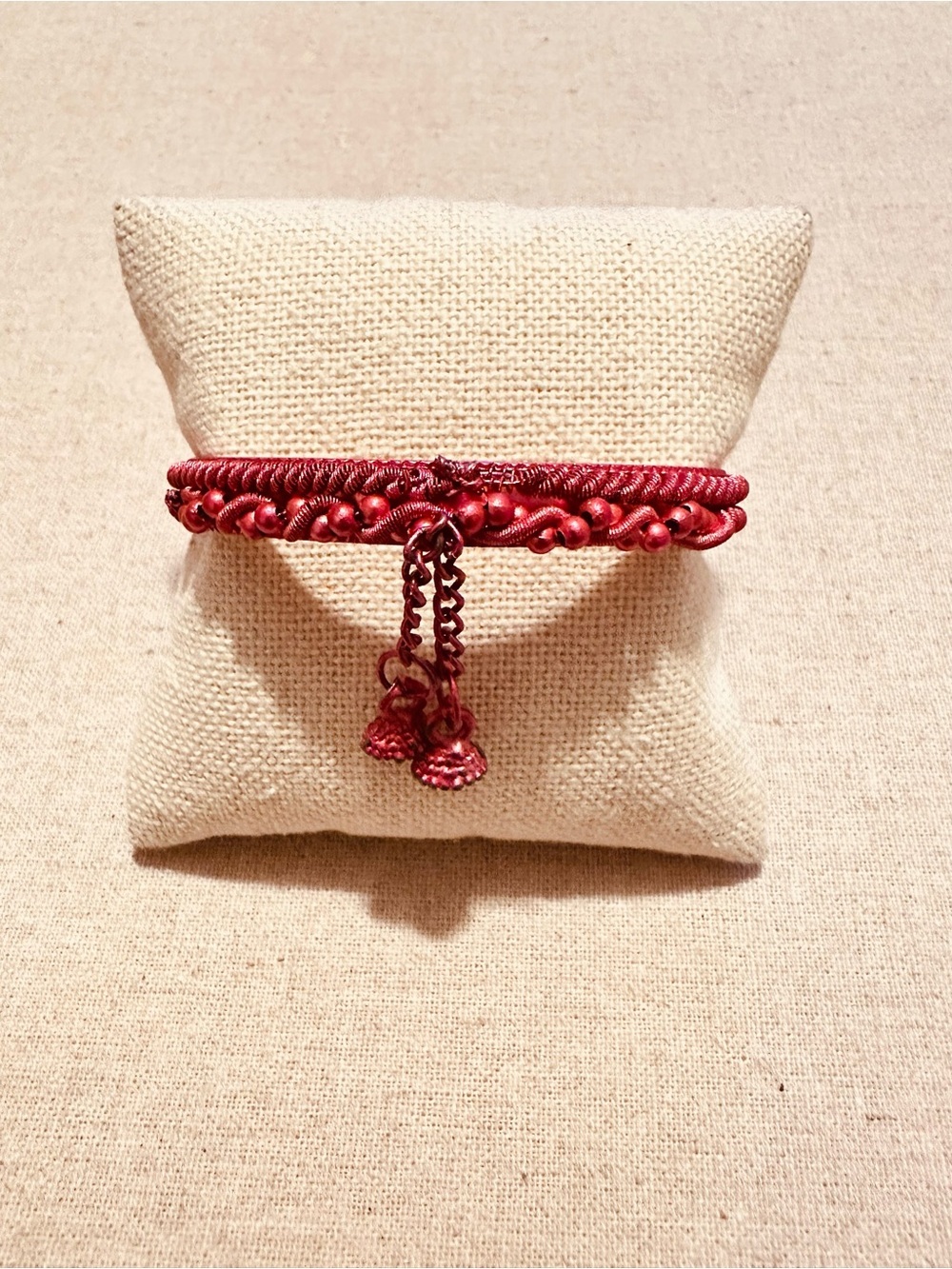 Vintage | Bracelet | Vintage Reddish Pink Metal Braided Tassel Women's Bracelet